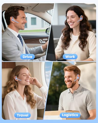 Bluetooth Headset,72H Work Single-Ear Wireless Earpiece for Cell Phone Call - color: Light blue