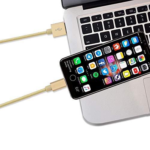 3FT Fast Charging Lightning Cable,Apple MFi Certified USB to Lightning Charger + Sync Cable Compatible with iPhone 11/11 Pro/11 Pro MAX/XS/XS MAX/XR/X/8/8 Plus/7/7 Plus/MacBook (B/Gold) - color: B/Gold