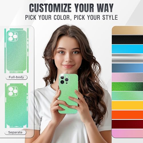 2Pcs Skin Wrap Compatible for iPhone 15 Pro – Slim Decal Vinyl Protective Film for Sides & Back – Sleek Fit, Premium Look – Compatible with All iPhone 15 Pro Cases - Glossy Warm Mint - color: Glossy Warm Mint