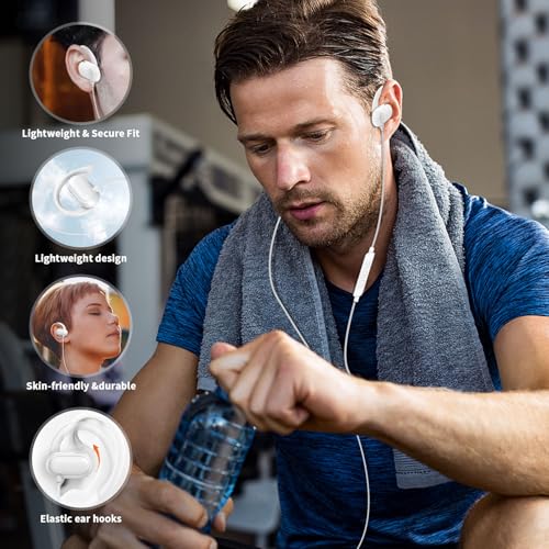 ACANDYA USB C Earbuds Wired Over Ear Headphone Open Ear Sport Headset White - color: White