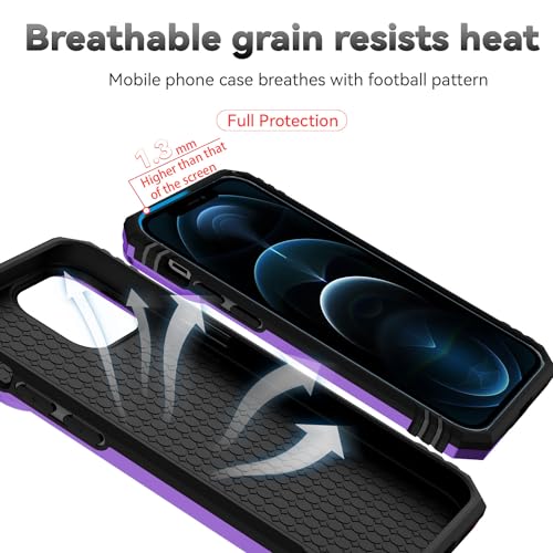 for iPhone 12 Mini Case with Camera Lens Cover HD Screen Protector, Dual Layer Military Grade Drop Protection Magnetic Ring Holder Kickstand Protective Phone Case for iPhone 12 Mini 5.4 inch (Purple) - color: Purple with camera cover Military-Grade 2nd ge