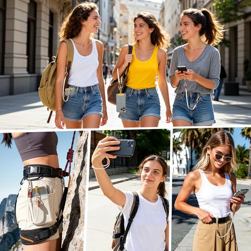 MoKo 2 Pack Stretchy Phone Lanyard Tether Retractable Phone Strap - color: Beige