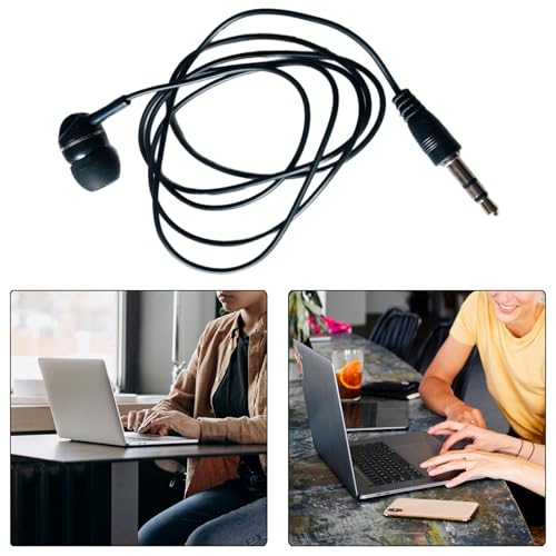 Single Sided 3.5mm Mono in Ear Headset, Noise Isolating Single Side Corded Earbud Headphone for Cell Phones Laptops Notebook Office Call Use
