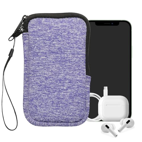 kwmobile Universal Phone Pouch Size M - 5.5" - Neoprene Smartphone Pouch with Zip - Water-Repellent Mobile Phone Case - Sleeve in Denim/White - color: denim / white, size: M - 5.5"