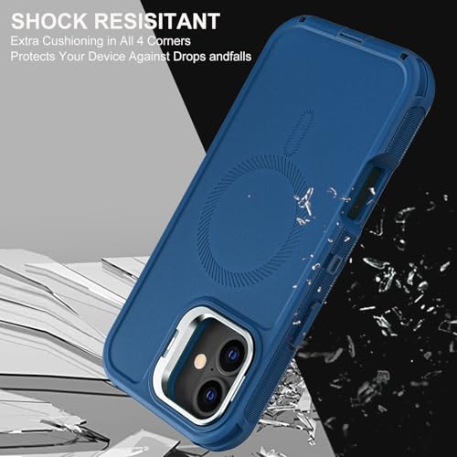 YKHJKLEC for iPhone 16 Plus Case, Military Grade 3 in 1 Heavy Duty Shockproof/Drop Proof/Dust Proof with Kickstand Case, with 2 x Tempered Glass Screen Protector & 1 x Wrist Strap (ZJ-Navy Blue) - color: ZJ-Navy Blue