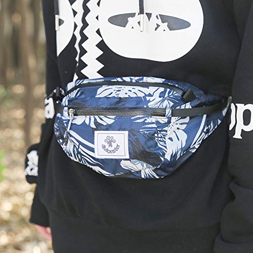 4Monster Hiking Waist Packs Portable,Water Resistant Fanny Bag with Adjustable Strap,Lightweight Crossbody Chest Bag Slim Bag - color: Flower Blue