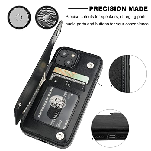 ONETOP for iPhone 14 Wallet Case with Credit Card Holder,Black - color: Black