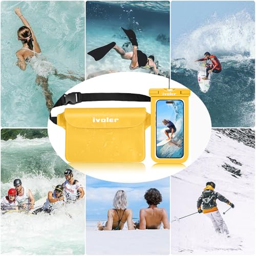 ivoler 2-Pack Waterproof Fanny Pack & Phone Pouch, Dry Bag for Passport, Phone & Wallet, Floating Waterproof Phone Case for Beach, Swimming, Kayaking, Boating, Cruise Essentials & Travel Beige - color: Beige