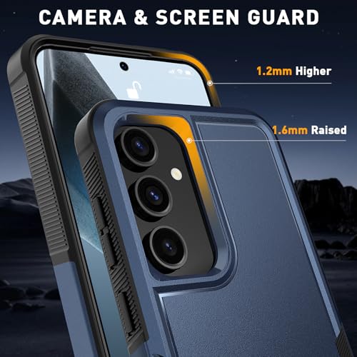 Vinve for Samsung Galaxy S24 FE Case with HD Screen Protector, Military-Grade Shockproof & Dual-Layer Protection, Anti-Slip Grip Design Phone Case, Blue - color: Blue