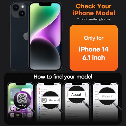 TAURI for iPhone 14 Case, Compatible with MagSafe, Black | with Screen Protector, Not-Yellowing Military-Grade Protection, Shockproof Slim Magnetic Case for iPhone 14 - color: B-Magnetic Black