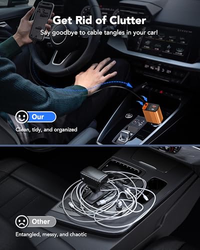Retractable Car Charger, 85W Car Accessories USB C Fast Charger Adapter - color: Orange
