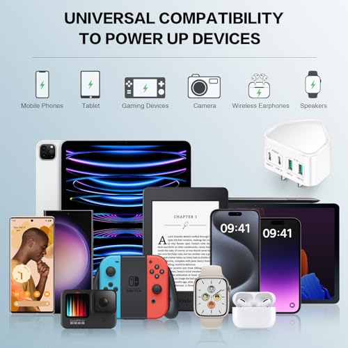 3-Pack USB C Charger Block, 40W 4 Port Flat Fast USB C Wall Charger - color: 3-Pack White