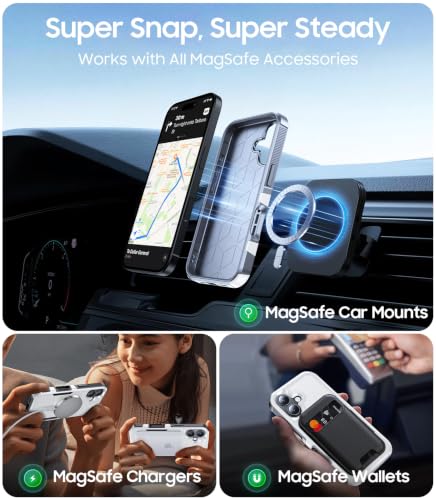 Magnetic for iPhone 17 Case Rugged Dual-Layer Shockproof White | Military-Grade Heavy Duty Protection, Fit for Magsafe, Matte Finish Scratch Resistant Anti-Fingerprint, Anti-Slip Phone Cover - color: White