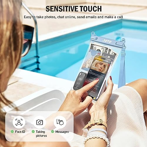 JOTO 2 Pack Large Waterproof Phone Pouch Bag, IPX8 Big Underwater Dry Bag with Lanyard for iPhone 17 Air 16 15 14 Plus Pro Max, Galaxy S24 S23 Ultra, Airpods Cash Credit Card Essentials -Black & Blue - color: Blackblue