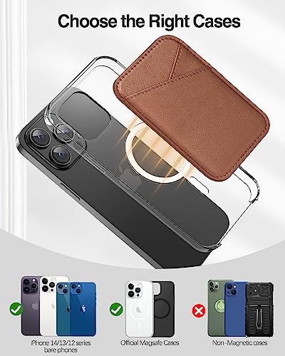 Miroddi for MagSafe Wallet, Ultra-Thin Magnetic Wallet with 2 Card Slots | RFID Blocking, No More Falling, Strongest Magnetic Card Holder for iPhone 17/16/15/14/13/12 Series & Pixel 10 Series, Brown - color: Brown