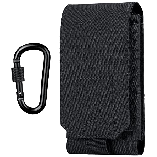Tactical Molle Phone Cover Case, Heavy Duty Loop Belt Holster Pouch for iPhone 17 Pro Max/16 Pro Max/16 Plus/16 Pro/16/15 Pro Max/14 Pro Max/13 Pro Max, for Galaxy S24 Ultra - color: Black
