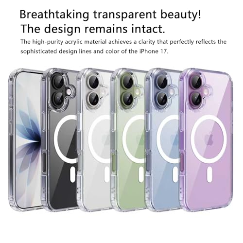 Classic Hybrid Magnetic iPhone 17 Case Phone Case Cover, Screen Protectors X1, Compatible with Magsafe, Anti Yellowing,Slim,Shockproof, Protective (Black Magsafe, iPhone 17) - color: Black (Magsafe), size: iPhone 17