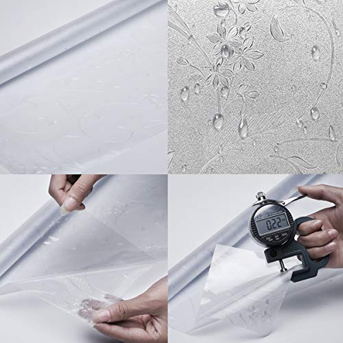 Frosted Window Privacy Film, Glass Door Privacy Film Non-Adhesive Window Clings for Home Office Space Decoration, Anti-UV, Heat Control and Prevent Bird Strikes (Wheat, 17.7x78.7 Inch) - size: 17.7x78.7 Inches