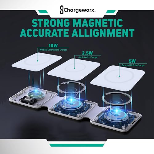 3-in-1 Foldable MagSafe Charger, iPhone 17/16/15, Apple Watch & AirPods Pro
