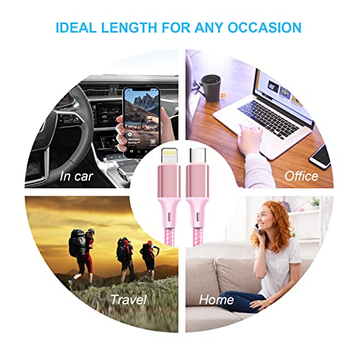 cugunu USB C to Lightning Cable, 5 Pack PD Fast iPhone Charger Cord (Pink) - color: Pink, style: USB-C to L