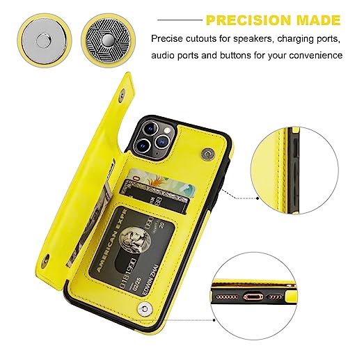 ONETOP for iPhone 11 Pro Max Wallet Case with Credit Card Holder,Yellow - color: Yellow