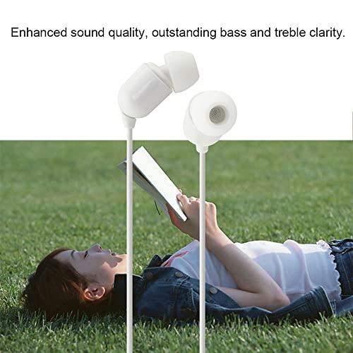 YOCUNKER 3.5mm Wired Earphone, in-Ear Earbuds, High Sound Quality, 3 Meter Length Cord, Lightweight, Smartphone/Tablet/Laptop/TV Earphones, Watch TV from a Distance, No Microphone(White) - color: White