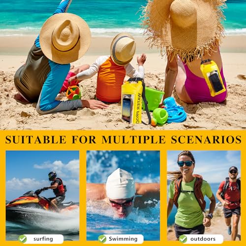IP68 Waterproof Dry Bag, 2L - Roll Top Waterproof Pool Bag,dry bags for kayaking waterproof-w/Phone Pouch,Large Waterproof Phone Pouch,Boating & Kayak Accessories camping (yellow) - color: yellow