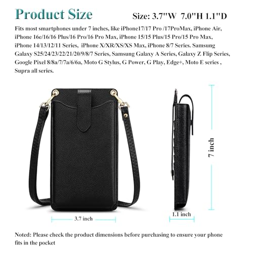 Peacocktion Small Crossbody Cell Phone Purse for Women, Lightweight Mini Small Crossbody Bags for Women with Card Slots - color: 01-black