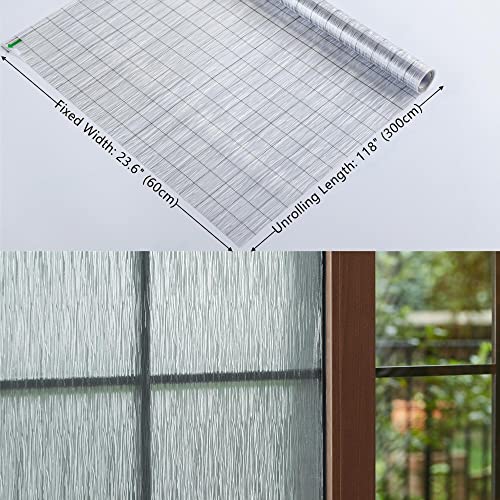 VELIMAX Frosted Window Privacy Film Non Adhesive Window Cling Removable Glass Covering Clear Water Opaque Window Film for Home Anti UV 23.6x118 inches - color: Translucent, size: 23.6"x118" (60x300cm)