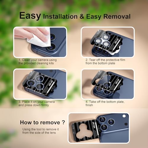 iPhone 17/16/15/14 Pro Max/Pro Camera Lens Protector Glitter - color: Glitter Dark Blue