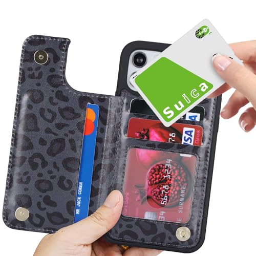 iCoverCase Compatible with iPhone 11 Pro Phone Case with Card Holder, Wallet Case for Women Men RFID Blocking PU Leather Protective Case 5.8 Inch (Black Leopard) - color: Black Leopard