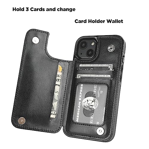 uCOLOR for iPhone 13/14 Wallet Case with Card Holder Black Leopard | PU Leather RFID Blocking for Women Men Magnetic Clasp Kickstand 6.1" - color: Black Leopard