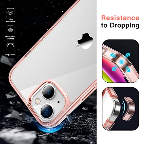 JETech Case for iPhone 14 6.1-Inch, Non-Yellowing Shockproof Phone Bumper Cover, Anti-Scratch Clear Back (Rose Gold) - color: Rose Gold, size: iPhone 14