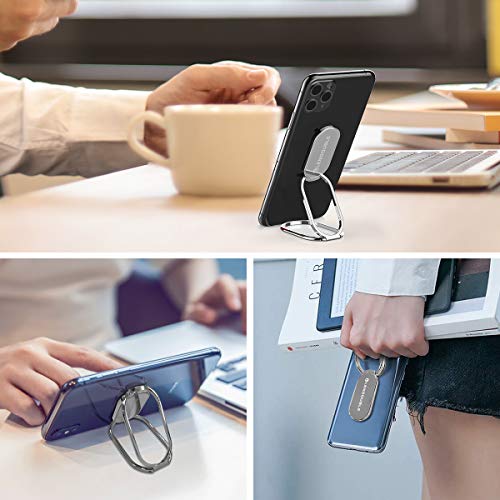 Phone Ring Holder Finger Kickstand, Foldable Cell Phone Stand, Silver - color: Adhesive- Silver