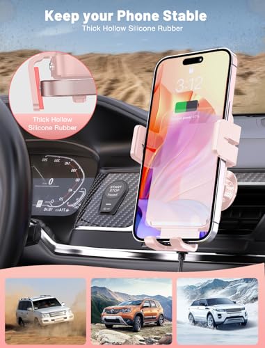 Wireless Car Charger Auto-Clamping Air Vent Car Mount 15W Fast Charging - color: Pink