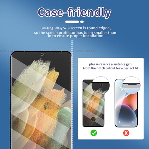 for Samsung Galaxy S21 Ultra Glass Screen Protector + Camera Lens Protector, 9HD Tempered Glass, Case Friendly, Anti Scratch Bubble Free Ultra Resistant - size: Galaxy S21 Ultra 6.8-inch