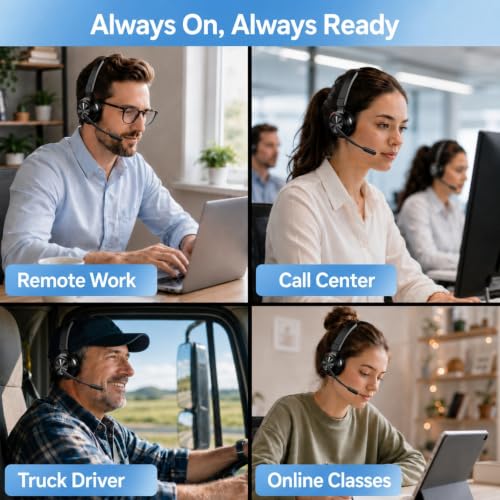 Trucker Bluetooth Headset, Wireless Headset with Microphone
