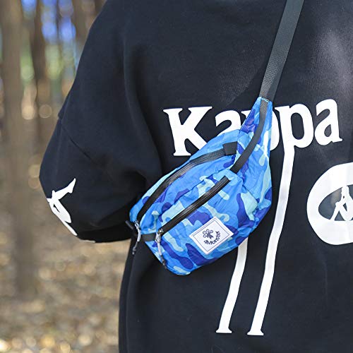 4Monster Hiking Waist Packs Portable,Water Resistant Fanny Bag with Adjustable Strap,Lightweight Crossbody Chest Bag Slim Bag - color: Navy Blue