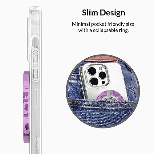 VELVET CAVIAR Compatible with MagSafe Phone Grip - Magnetic Ring Holder with Adjustable Stand - Removable MagSafe Accessories for iPhone 16, 15, 14, 13, 12 (Amethyst Purple Leopard) - color: Amethyst Purple Leopard