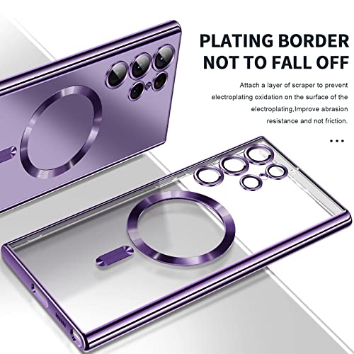 Hurgoer for Samsung Galaxy S23 Ultra Case(only), Covers for s23u .Magnetic Glossy Slim Clear Luxury Soft Shockproof funda capa para for Galaxy S23 Ultra 6.8 inch .Compatible with MagSafe(Purple) - color: Purple