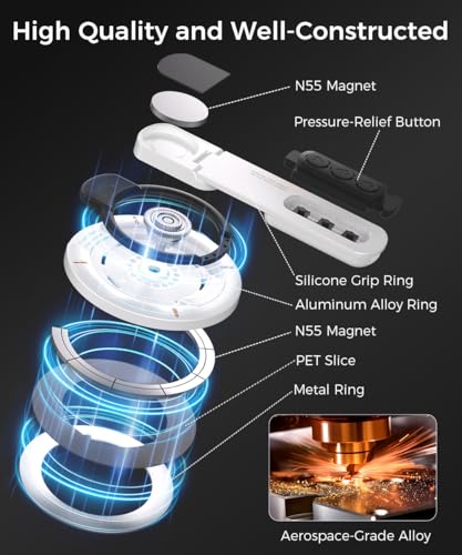 Phone Grip for Magsafe Phone Stand 360°Roration Gym Holder (White) - color: White
