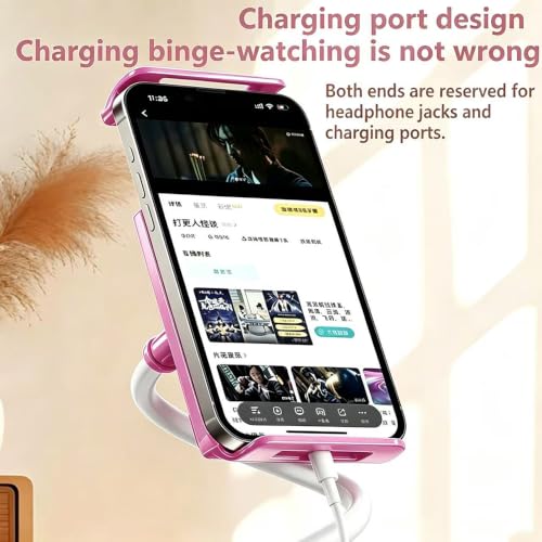 2-in-1 Gooseneck Phone & Tablet Holder for Bed, Flexible Clamp Mount & Overhead Stand for Desk & Headboard, Compatible with iPhone 17/16/15/14 and 4–10.6" Devices (Pink) - color: Pink
