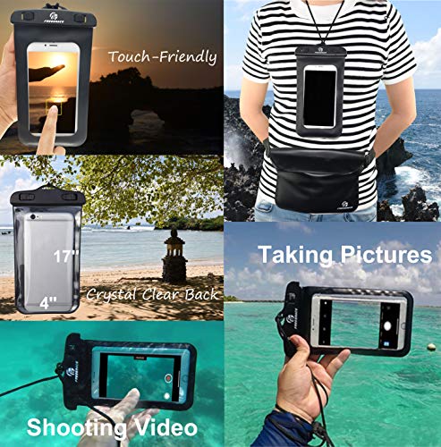 Freegrace Waterproof Pouches with Waist Strap / Pouch Case Bundle Set- Keep Your Phone & Valuables Dry and Safe - Waterproof Dry Bags for Boating Swimming Snorkeling Kayaking Beach Water Parks Pool - color: Gray + Waterproof Case