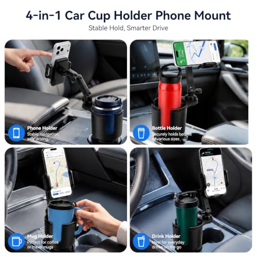 Cup Holder Phone Mount for Car, 2-in-1 Cup Holder Expander with Phone Mount - color: Standard Holder