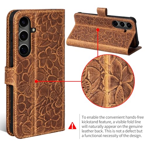 Genuine Leather Wallet Case for Samsung Galaxy S26+, Brown | 2-in-1 Magnetic Detachable, Flip Folio Cover, Card Slots, RFID Blocking, Shockproof Protection - color: Brown, size: S26+ - 6.7''