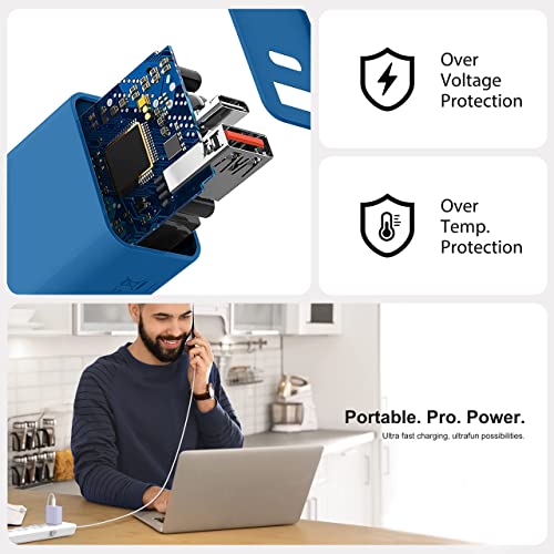 USB C Wall Charger, 3Pcs 20W PD + QC USBC Charger Block Super Fast Power Output Rapid Charging Box Wall Plug Cube for iPhone 16/17, Samsung Galaxy S24, Motorola, LG, Google Pixel 6Pro(Sea Blue) - color: Dark Blue