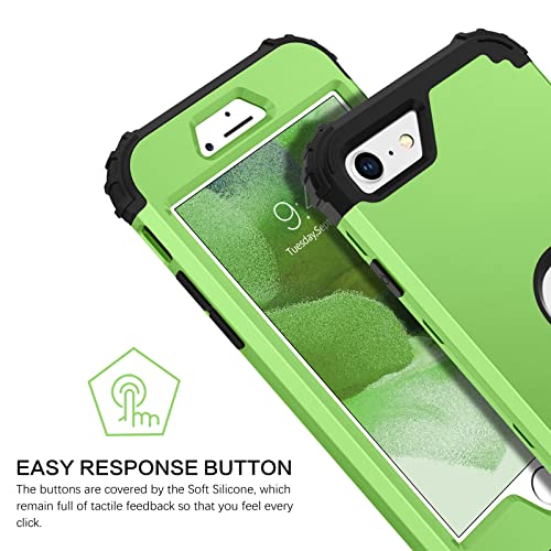 BENTOBEN for iPhone SE 2022 Phone Case and iPhone SE 2020 Case, Heavy Duty 3 in 1 Full Body Rugged Shockproof Hybrid Hard PC Soft Rubber Bumper Drop Protective Girls Women Cover, Light Green/Black - color: Black/Light Green