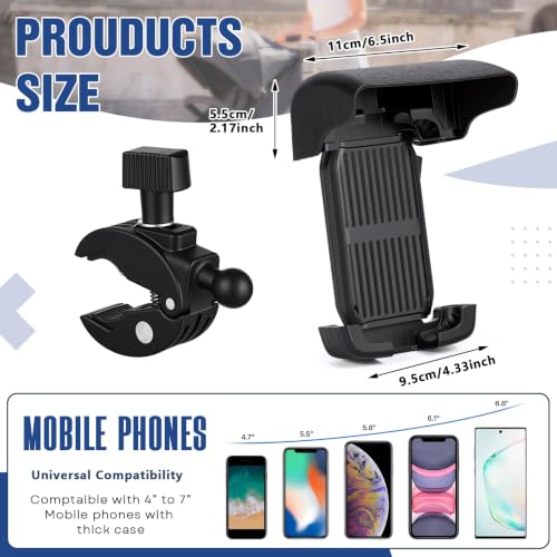 Knee Scooter Phone Holder with Sunshade, 360° Mount for Wheelchair & Walker
