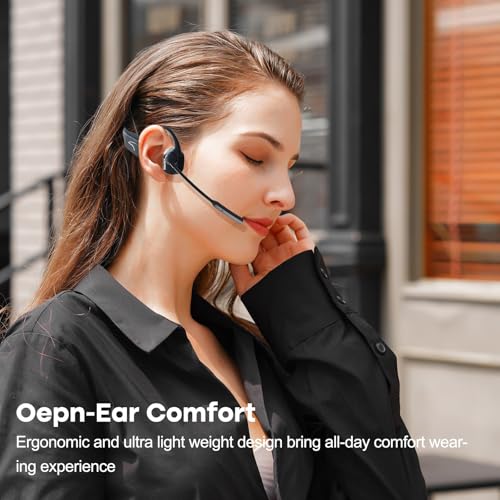 MAIRDI Open Ear Bone Conduction Headphones Bluetooth with Microphone Noise Canceling, Wireless Bluetooth Headset with Mic Boom & USB Dongle for PC Work Calls and Meetings