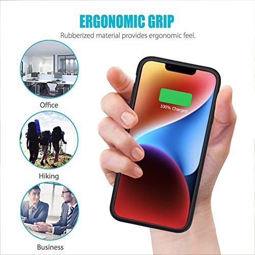 Battery Case for iPhone 14, Full Encircle 7000mAh Ultra-Slim Rechargeable Smart Portable Charging Cover Extended Battery Pack Compatible with iPhone 14 (6.1 inch) Charger Case Support Carplay-Black